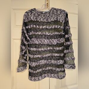 Zara Black and Gray Sweater with Cozy Stripes